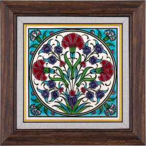 10X10-GÇ094-KARANFİL-PENÇ-BİTKİSEL-DESEN-TURKUAZ-ZEMİN