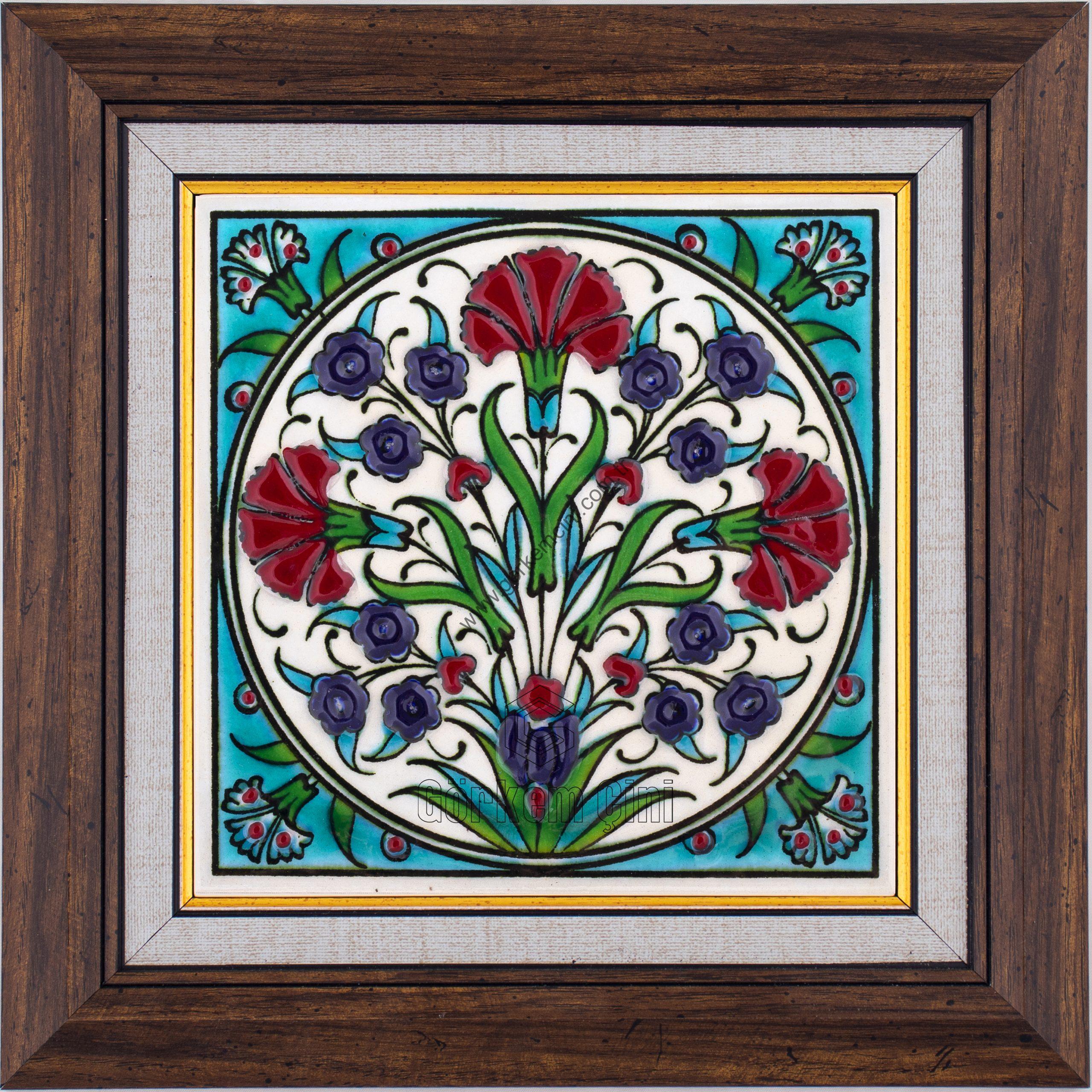 10X10-GÇ094-KARANFİL-PENÇ-BİTKİSEL-DESEN-TURKUAZ-ZEMİN