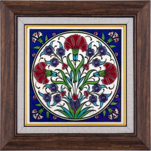 10X10-GÇ093-KARANFİL-PENÇ-BİTKİSEL-DESEN-KOBALT-ZEMİN