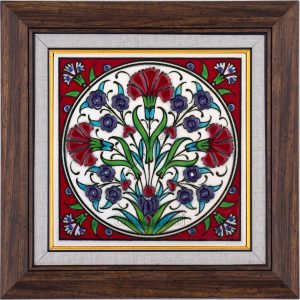 10X10-GÇ095-KARANFİL-PENÇ-BİTKİSEL-DESEN-KIRMIZI-ZEMİN