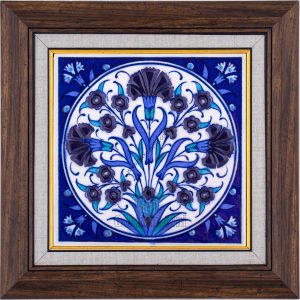 10X10-GÇ096-KARANFİL-PENÇ-BİTKİSEL-DESEN-MAVİ-BEYAZ-KOBALT-ZEMİN