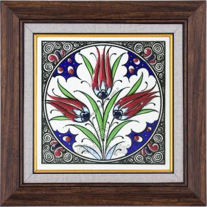 10X10-GÇ022-ÜÇ-LALELİ-BİTKİSEL-DESEN-KOBALT-ZEMİN