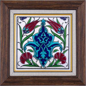 10X10-GÇ007-LALE-KARANFİL-RUMİ-ÇALIŞMASI-KOBALT-ZEMİN