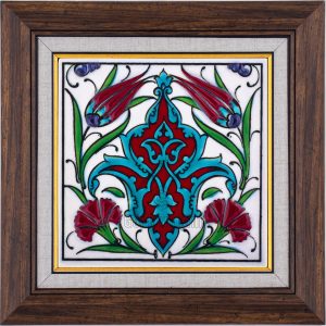 10X10-GÇ006-LALE-KARANFİL-RUMİ-ÇALIŞMASI-KIRMIZI-ZEMİN