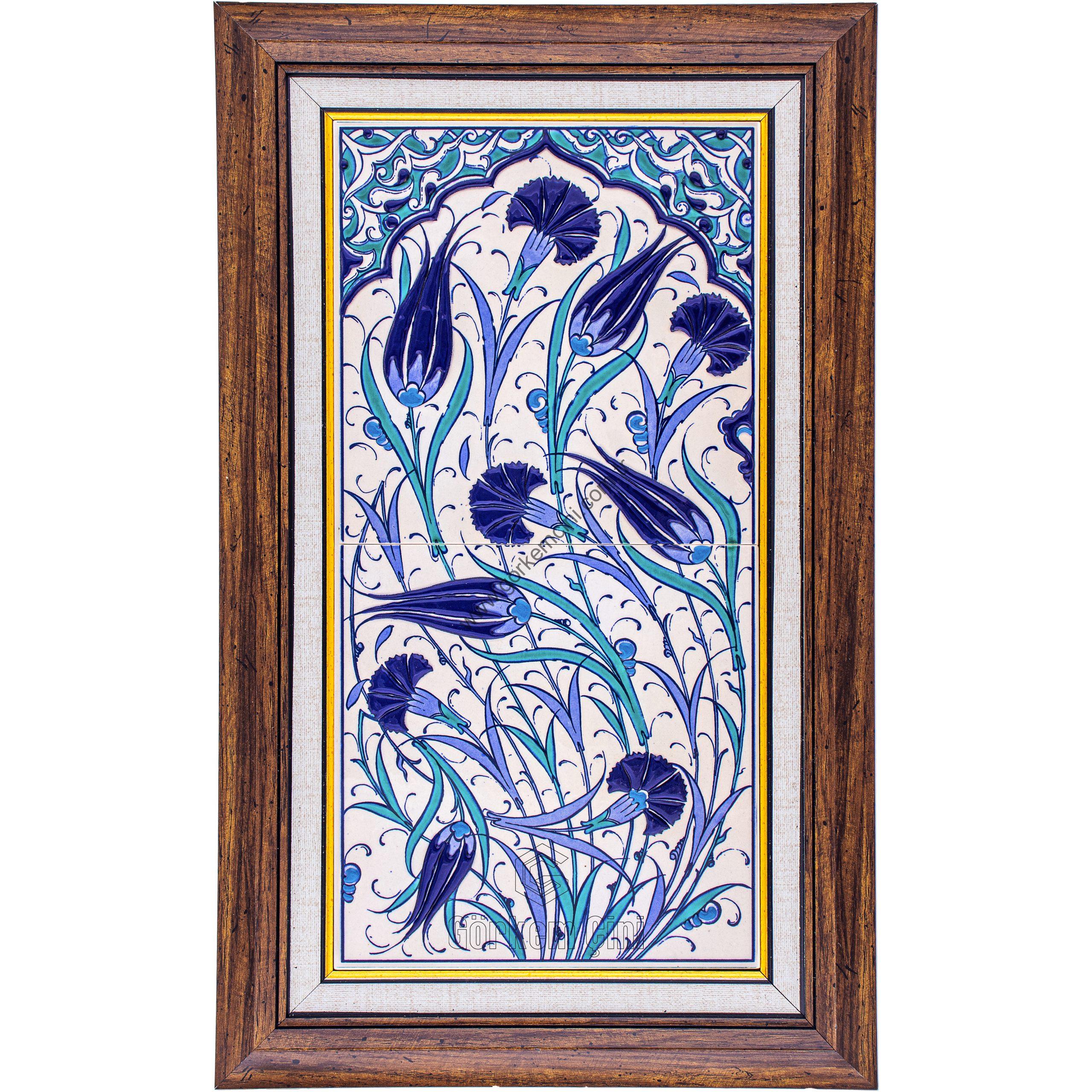 20X40-GÇ040-LALELİ-KARANFİLLİ-BİTKİSEL-DESEN-MAVİBEYAZ-TURKUAZ