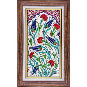 20X40-GÇ037-LALELİ-KARANFİLLİ-BİTKİSEL-DESEN-KIRMIZI