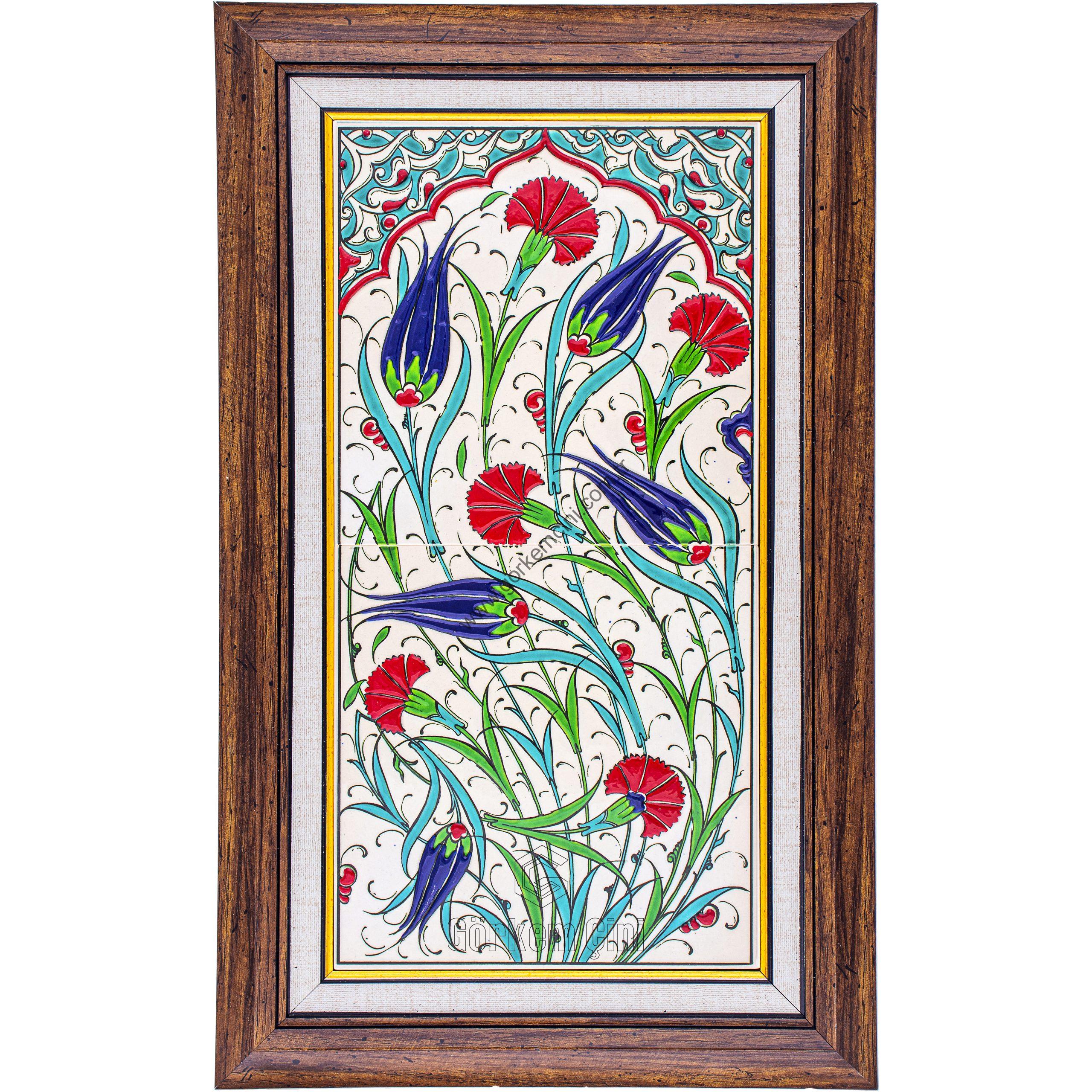 20X40-GÇ036-LALELİ-KARANFİLLİ-BİTKİSEL-DESEN-TURKUAZ